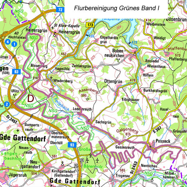 Bild vergr&ouml;&szlig;ern: �bersichtskarte Flurbereinigung Gr�nes Band Nummer 1
