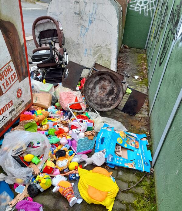 Bild vergr&ouml;&szlig;ern: Ein stark verunreinigter Containerstellplatz in der B�renstra�e in Plauen.