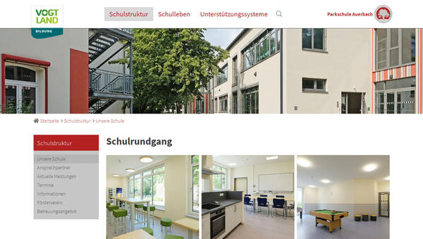 Bild vergr&ouml;&szlig;ern: Auf dem Bild ist die Darstellung der neuen Internetseite der Parkschule Auerbach zu sehen.
